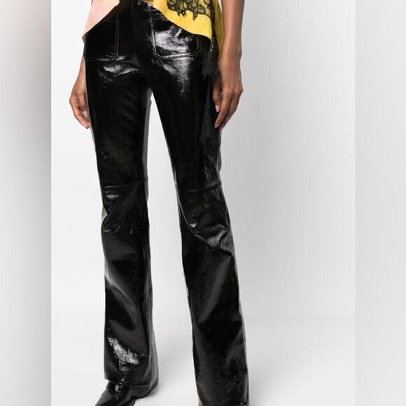 Rare! Dorothee Schumacher Lamb Leather Brown Pants Trousers Wide Leg Size XS - Picture 5 of 11